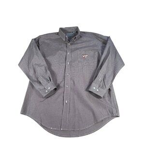 VA Tech Hokies Campus Specialties Button Down Shirt Sz L Red White Plaid Collar